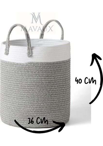 Çok Amaçlı, 40CM-36CM Büyük Boy, Yanları Saplı, Sepet, Jüt, Hasır, Dokuma Sepet, Düzenleyici
