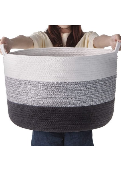 45X35 Jüt Pamuklu Büyük Boy Sepet, Battaniye, Oyuncak Sepeti