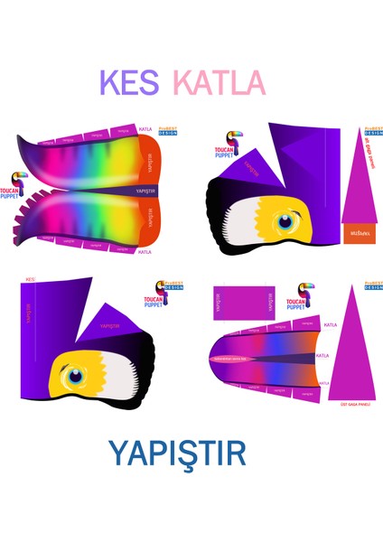 Toucan El Kuklası, Mentosori Kes Yapıştır Kuşe Kukla fiyatları