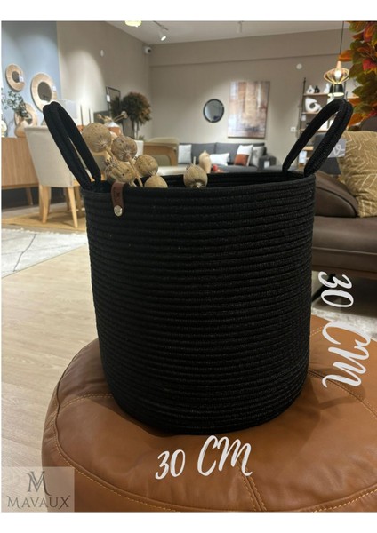 Çok Amaçlı, 30X30 cm Büyük Boy, Yanları Saplı, Sepet, Jüt, Hasır, Dokuma Sepet, Düzenleyici