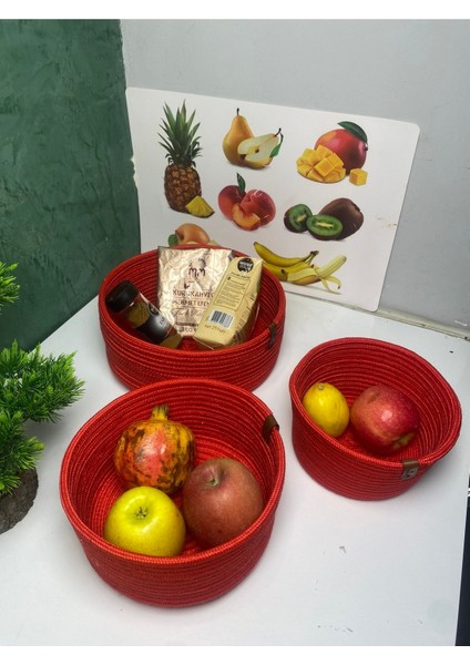 3lü Jüt Hasır Sepet Takımı ,el Dokuma, Çok Amaçlı Sepet, Banyo ve Mutfak Organizeri