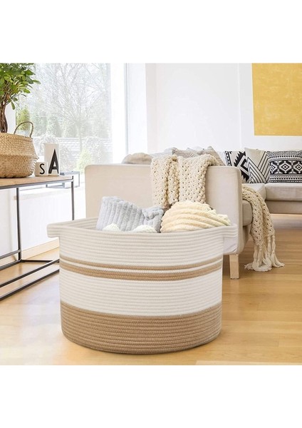 Büyük Boy Jüt Pamuklu Sepet, Bebek Eşya Toplama Sepeti, Yumuşak Büyük Saklama Sepeti fiyatları