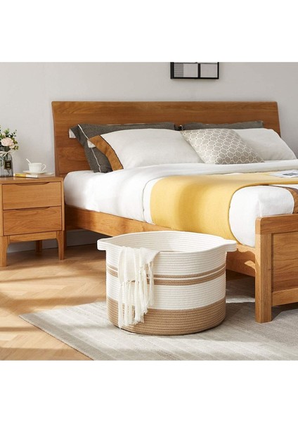 Büyük Boy Jüt Pamuklu Sepet, Bebek Eşya Toplama Sepeti, Yumuşak Büyük Saklama Sepeti fırsatları