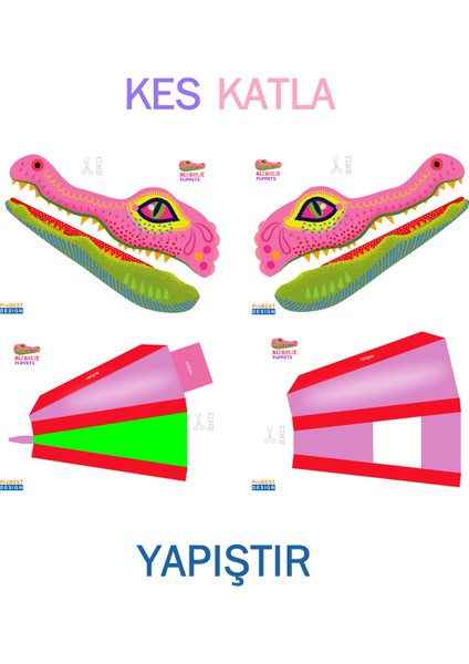 Timsah El Kuklası, Mentosori Kes Yapıştır Kuşe Kukla