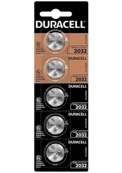 Duracell CR2032 Lityum Düğme Pil (5'li Paket)