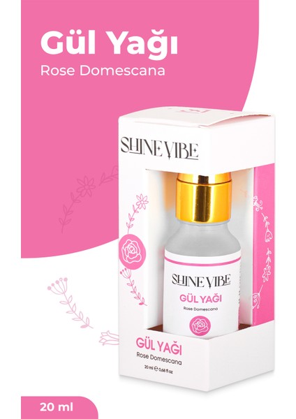 Saf Gül Yağı 20 ml – Cilt ve Saç İçin Doğal Aromaterapi