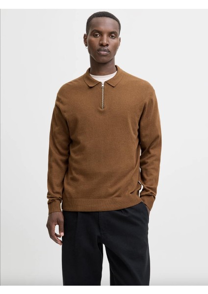 Jjeemıl Knıt Polo Half Zıp Ls Noos
