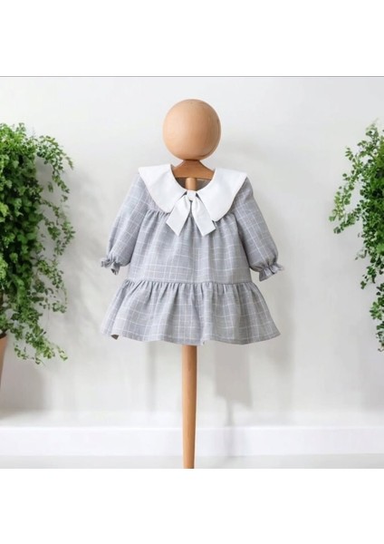 Yaka Detaylı Kız Çocuk Elbise