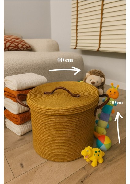 Armonia Deri Saplı Kapaklı Kirli Çamaşır Sepeti Düzenleme Sepeti Oyuncak Sepeti