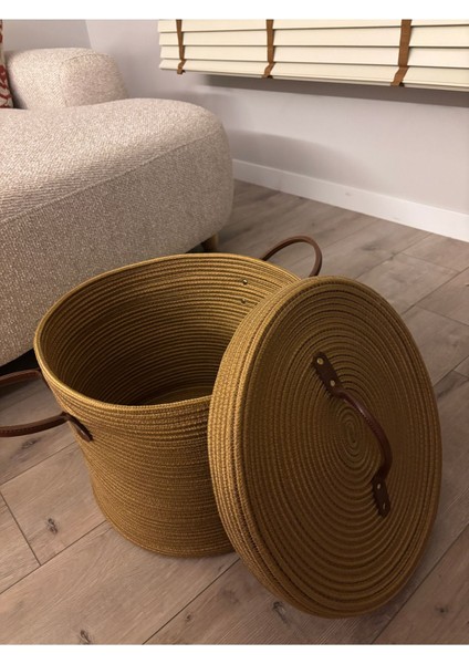 Armonia Deri Saplı Kapaklı Kirli Çamaşır Sepeti Düzenleme Sepeti Oyuncak Sepeti