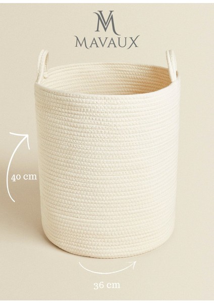 Çok Amaçlı, 40CM-36CM Büyük Boy, Yanları Saplı, Sepet, Jüt, Hasır, Dokuma Sepet, Düzenleyici