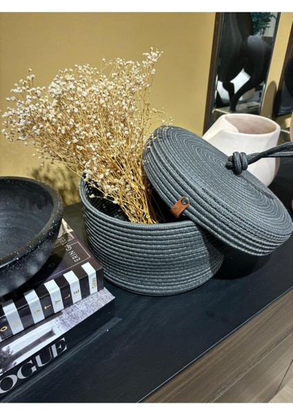 Walnut Kapaklı Jüt Sepet