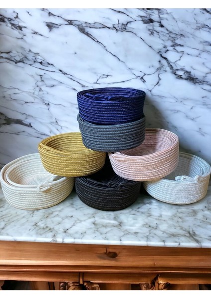 Fiyonklu Çok Amaçlı 3lü Sepet, Jüt Ip Örme Sepet, Dekoratif Sepet Set, indirimleri