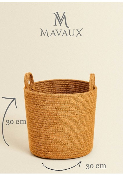 Çok Amaçlı, 30CM-30CM Orta Boy, Yanları Saplı, Sepet, Jüt, Hasır, Dokuma Sepet, Düzenleyici