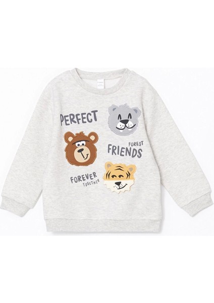 Lcw Kids Beyaz Bisiklet Yaka Baskılı Erkek Bebek Sweatshirt ve Eşofman Alt 2'li fiyatları