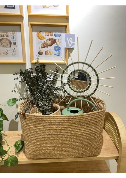 Ekinoks Dikdörtgen Jüt Hasır Görünümlü Düzenleyici Sepet