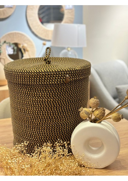 Sepet,kapaklı Saksılık, Kapaklı Organizer 36X40 - Büyük Boy Sarısiyah fiyatları