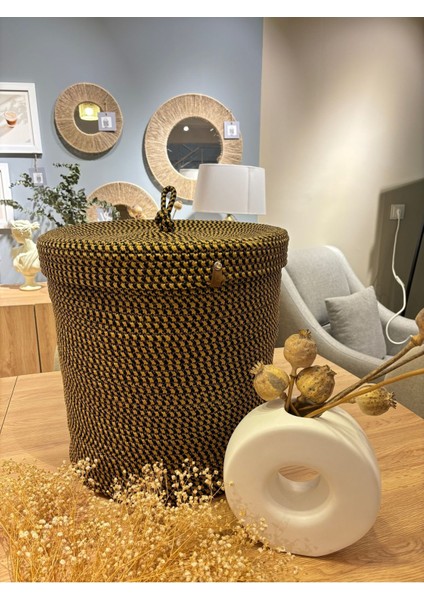 Sepet,kapaklı Saksılık, Kapaklı Organizer 36X40 - Büyük Boy Sarısiyah modelleri