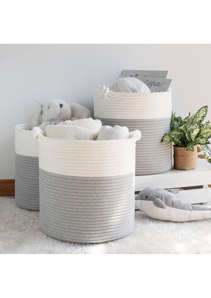 Chang Örgü Saplı 3'lü Saplı Sepet, Düzenleyici 3'lü Sepet, Hasır Dokuma Sepet 30CM x 30CM fiyatları