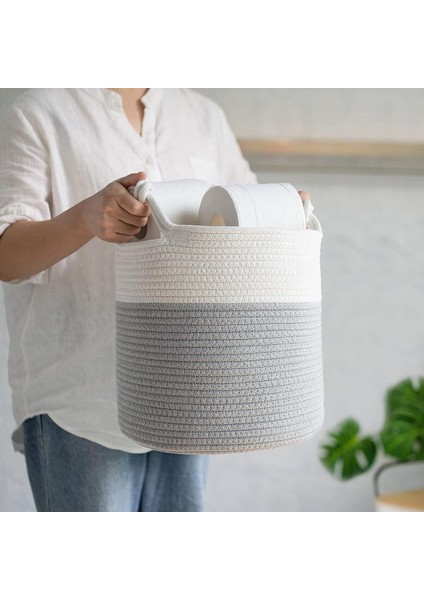 Chang Örgü Saplı 3'lü Saplı Sepet, Düzenleyici 3'lü Sepet, Hasır Dokuma Sepet 30CM x 30CM fırsatları