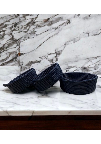 Fiyonklu Çok Amaçlı 3lü Sepet, Jüt Ip Örme Sepet, Dekoratif Sepet Set,