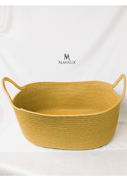 Dekoratif Jüt Saplı Hasır Sepet Bej 20X30X50 Cm, Ipli Oyuncak Sepeti, Doğal Ipli Havlu Sepeti