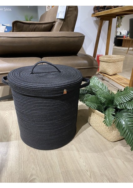 Helios Kapaklı Hasır Görünümlü Jüt 36-40 Kapaklı Sepet, Çok Amaçlı Sepet, Çamaşır Sepeti fiyatları