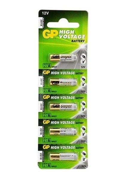 Gp 27A 12V Ince Alarm Pili (5'li Paket)