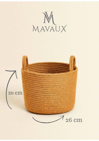 Çok Amaçlı, 20CM-26CM Küçük Boy, Yanları Saplı, Sepet, Jüt, Hasır, Dokuma Sepet, Düzenleyici