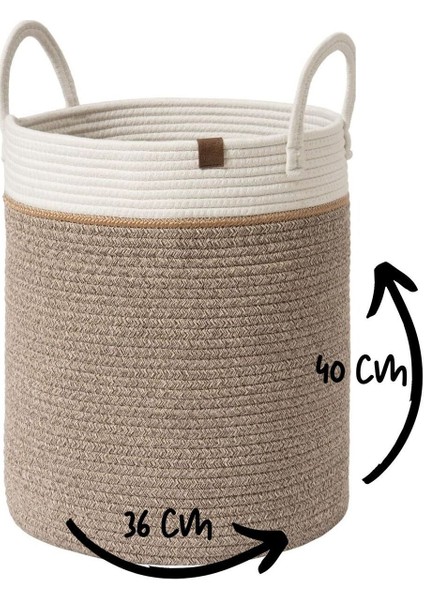 Çok Amaçlı, 40CM-36CM Büyük Boy, Yanları Saplı, Sepet, Jüt, Hasır, Dokuma Sepet, Düzenleyici