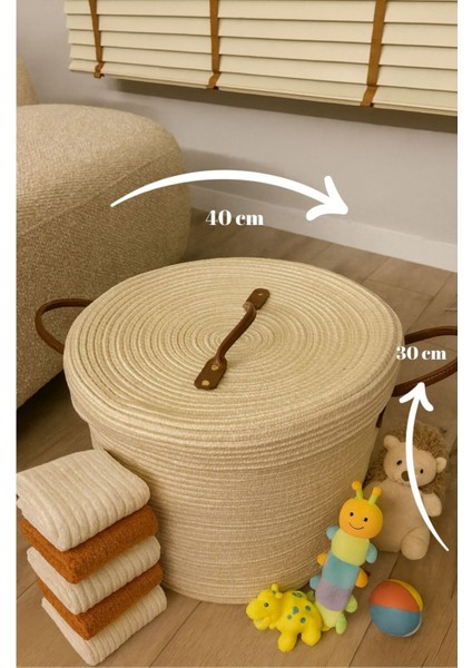 Armonia Deri Saplı Kapaklı Kirli Çamaşır Sepeti Düzenleme Sepeti Oyuncak Sepeti