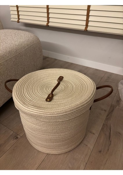 Armonia Deri Saplı Kapaklı Kirli Çamaşır Sepeti Düzenleme Sepeti Oyuncak Sepeti