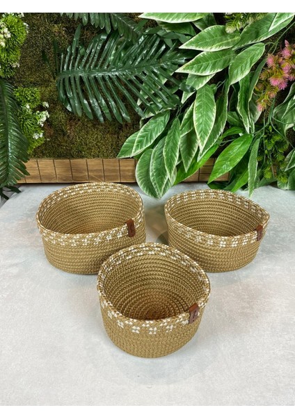 Hasır Sepet Takımı El Dokuma Çok Amaçlı Sepet Banyo ve Mutfak Organizeri