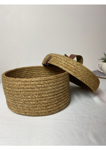 Kapaklı Tekli Jüt Sepet