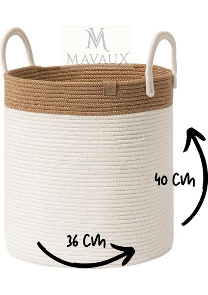 Çok Amaçlı, 40CM-36CM Büyük Boy, Yanları Saplı, Sepet, Jüt, Hasır, Dokuma Sepet, Düzenleyici