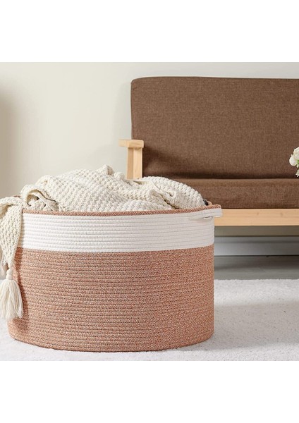 Shahbaz Özel Pamuklu Jüt Battaniye Sepeti Hasır Oyuncak Sepeti Jüt Çamaşır Sepeti 40-30 modelleri