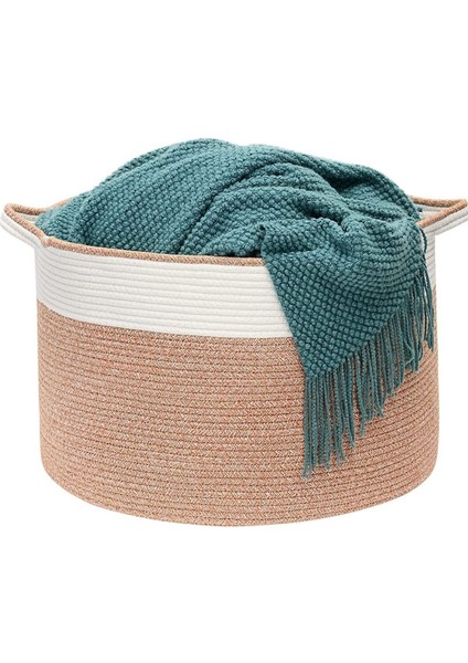 Shahbaz Özel Pamuklu Jüt Battaniye Sepeti Hasır Oyuncak Sepeti Jüt Çamaşır Sepeti 40-30 fırsatları