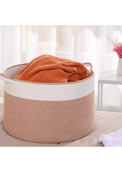 Shahbaz Özel Pamuklu Jüt Battaniye Sepeti Hasır Oyuncak Sepeti Jüt Çamaşır Sepeti 40-30 indirimleri