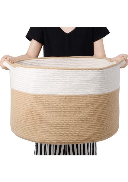 45X35 Jüt Pamuklu Büyük Boy Sepet, Battaniye, Oyuncak Sepeti