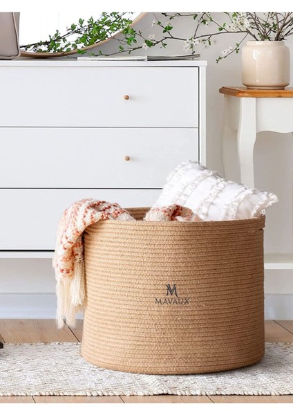 Çok Amaçlı, 40CM-36CM, Sepet, Jüt, Hasır, Dokuma Sepet, Düzenleyici