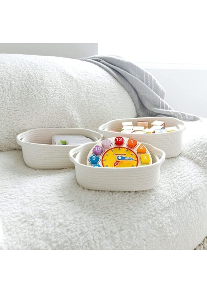 5 Parça Saklama Sepeti, Banyo ve Mutfak Düzenleme Kutusu, Doğal Pamuk Ip Dokuma Sepetler fiyatları