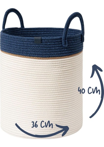 Çok Amaçlı, 40CM-36CM Büyük Boy, Yanları Saplı, Sepet, Jüt, Hasır, Dokuma Sepet, Düzenleyici