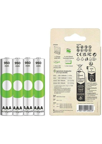 Gp Recyko B441 4*950 Mah R03 Aaa Pilli Şarj Cihazı (100HCER21-2GTLB4) modelleri