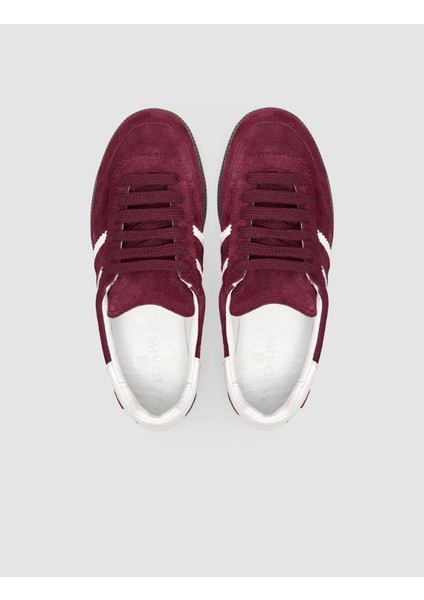 %100 Hakiki Deri Bordo Bağcıklı Kadın Sneaker fırsatları