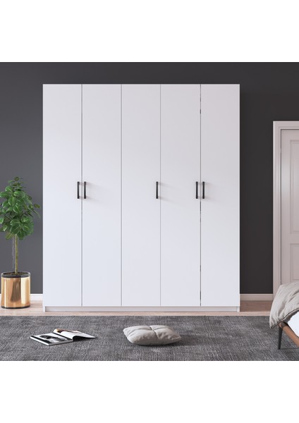 %100 Mdflam 5 Kapaklı 150CM Gardrop G-09