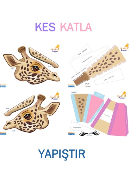 Zürafa El Kuklası, Mentosori Kes Yapıştır Kuşe Kukla indirimleri