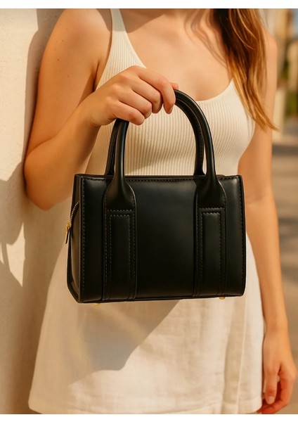 Kadın Ayarlanabilir Omuz Askılı Fermuar Kapamalı Mini Boy El ve Omuz Çantası
