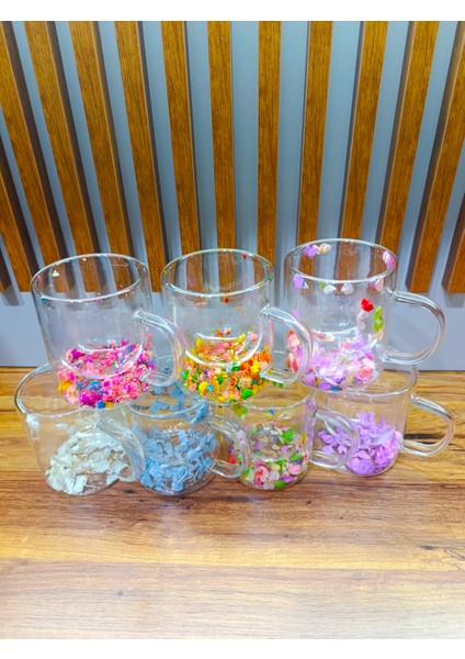 2 Adet Çift Cidarlı Çiçekli Kupa – Isıya Dayanıklı Cam Çay & Kahve Kupası Şık Tasarım 300 ml