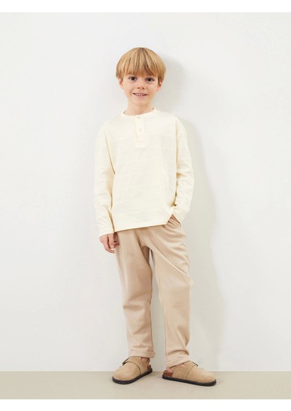 Lcw Kids Bej Bisiklet Yaka Erkek Çocuk Tişört ve Pantolon 2'li