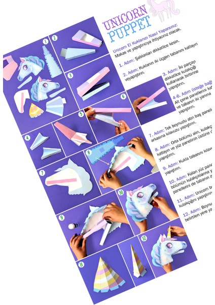 Unicorn El Kuklası, Mentosori Kes Yapıştır Kuşe Kukla modelleri